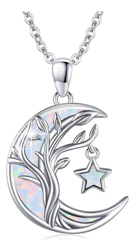 Pctjyfu Árbol De La Vida Collar Plata De Ley 925 Abulón Luna