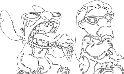 comprar Sticker Calcomanía Lilo Y Stitch Comiendo Helado