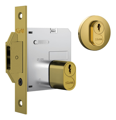 Fechadura Porta Correr Stam 1006 Gold Dourada Redonda 45 Mm Cor Dourado