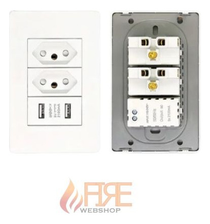 Tomada Usb De Parede Dupla Bivolt 10a Embutir Duo 110/220