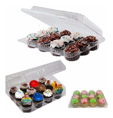 Porta Cupcakes Paquete De 24 Mini 12 Compartimentos Par Ppp