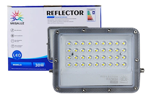 Reflector Led Slim 30w Ip66 Ultra Delgado Luz Blanca Exterio Color de la carcasa Gris