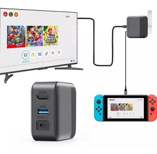 Switch Bundle Dock Nintendo Hdmi Cargador Mini Base Portátil