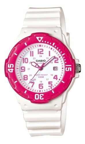 Reloj Casio Dama Analogo Fechador Blanco Rosa Mod Lrw-200h