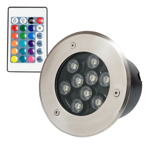 Empotrable Para Pisos Spot Led De 9w Rgb Lampara Color Blanco