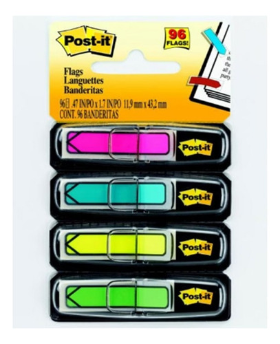 Mini Banderitas 3m Post It Flecha 4 Colores Con 24 Hojas C/u