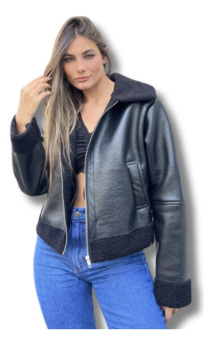 Campera De Gamulan Forrada En Corderito Mujer