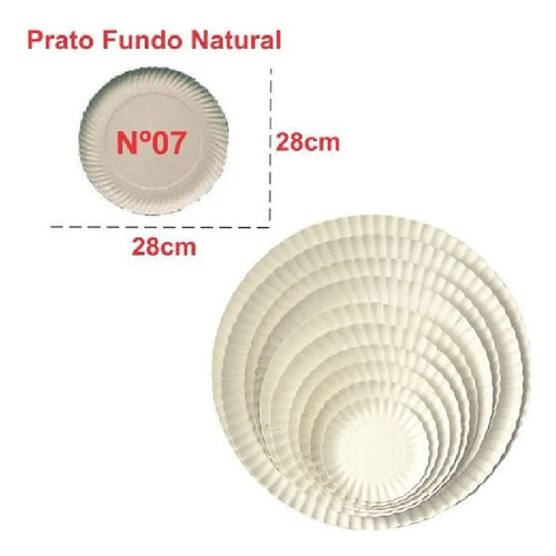Prato Papelão Natural Redonda Nº07 (28cm) C/100 Deskart