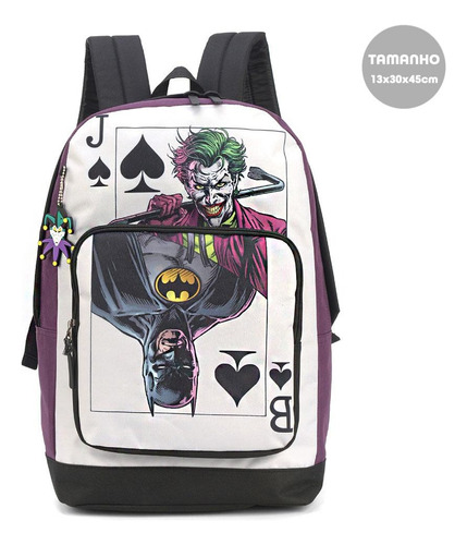 Mochila Costas Batman Coringa Joker Xadrez Ms46386bm Luxcel