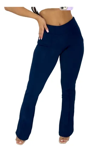 Calça Legging Flare Confortável Cintura Alta Friso Nas Perna