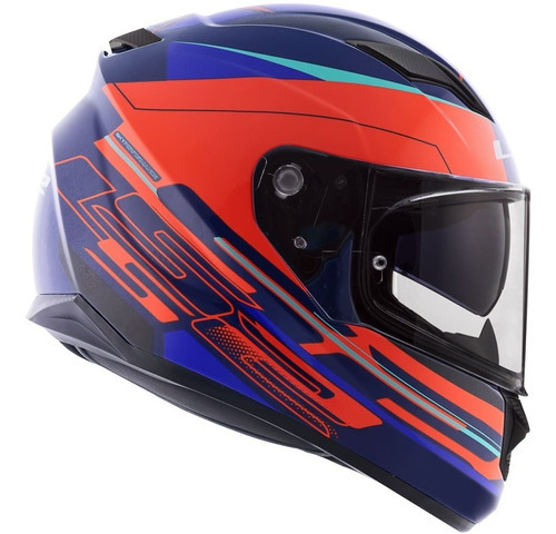 Capacete Ls2 Ff320 Diversos Gráficos E Cores Em Tamanho Do Capacete 56 Desenho Ixel - Azul E Laranja