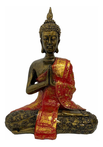 Buda Tíbet Rezando En Resina Tipo Bronce