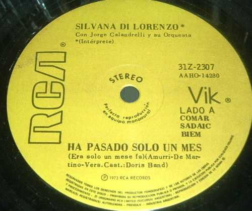 Silvana Di Lorenzo Ha Pasado Solo Un Mes Vinilo Simple Arg