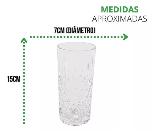 Jogo de Copos Rozana com 6 Peças em Vidro 340ml - Casambiente