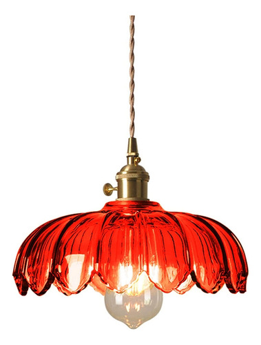 Lámpara Colgante Industrial Vintage De Cristal Rojo