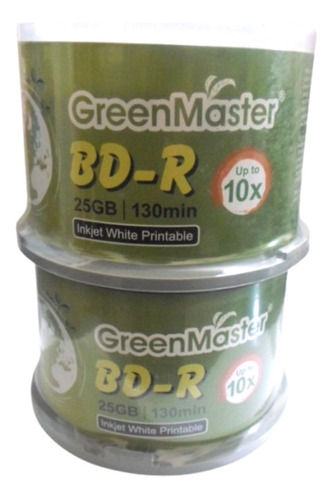 Bd-r (blu Ray) Imprimible Marca Greenmaster 100 Piezas