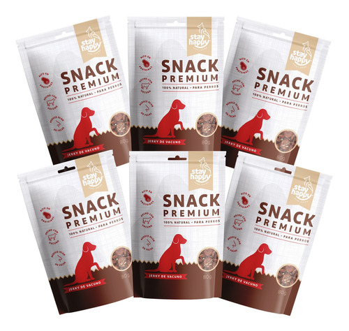 Snack Premium Jerky Vacuno 80gr Para Perros X6