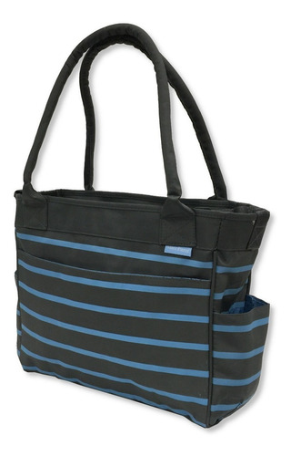 Pañalera Mochila Moderna Multiusos Practica Rayada Azul Color Celeste