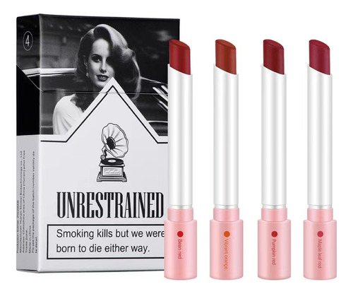 4pcs Labiales Lana Del Rey Juego De Lápiz Labial Mate