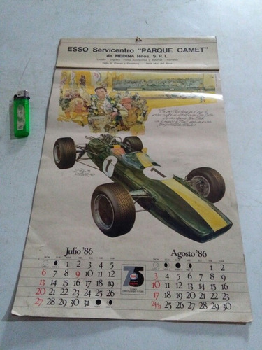 Antiguo Calendario Esso Almanaque 1986 Auto Exxon Nafta 