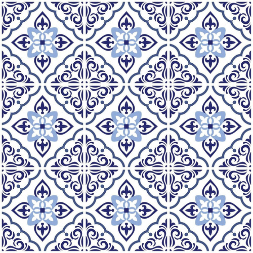 Adesivo De Azulejo Português Cozinha 10x10cm 50un Cor Azul Clássico