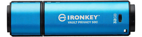 Memoria Usb-c Kingston Ironkey Vault Privacy 50c 32gb Aes256 Color Azul Liso