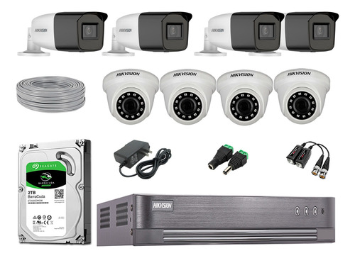 Cámaras Seguridad Kit 8 Hikvision Full Hd 2tb 40m Varifocal