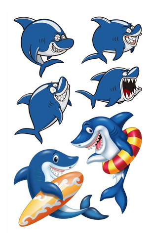 Imagen 10 de 10 de Tatuajes Temporales Tattoo Tiburon Mar Sirena X10 Souvenir