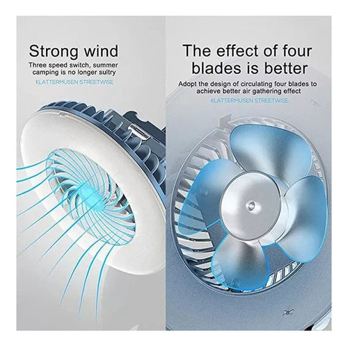 . Ventilador Recargable Carpa De Viaje Linterna Led Portátil