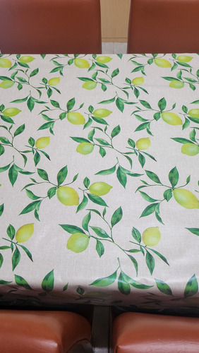 Mantel Mesa Rectangular 1.4x2.5 Impermeable Cuerina Afelpada Limones