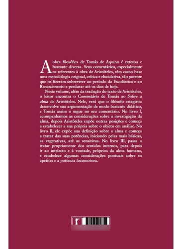 Comentário Ao Sobre A Alma De Aristóteles, De Santo Tomás De Aquino. Editorial Vide Editorial, Capa Mole, Edição 1 Em Português, 2024