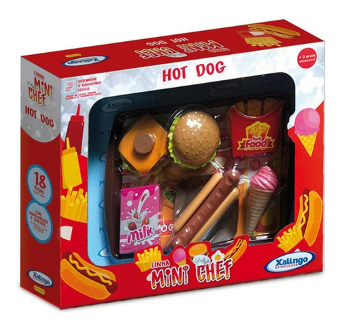 Brinquedo Mini Chef Hot Dog 18 Peças Xalingo - 1587.6 Cor Marrom