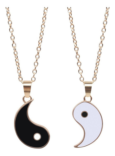 Collar Yin Yang Amigos Pareja De Acero Inoxcidable Color Dorado