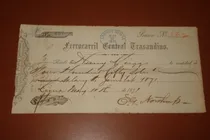 Comprar Vint.retro Recibo Antiguo Ferrocarril Henry Meiggs Año 1871