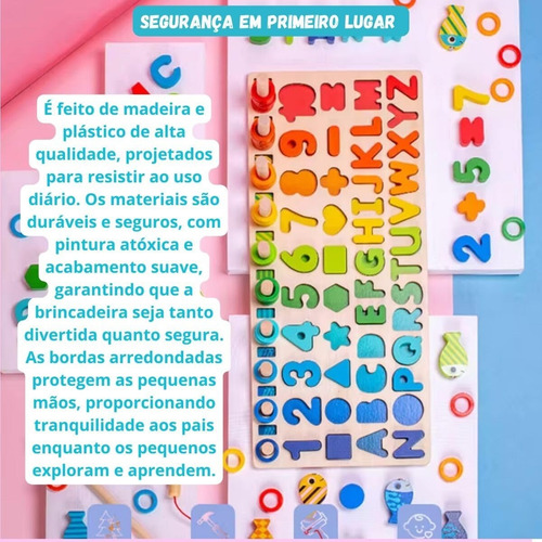 Conjunto De Letras E Números Coloridos De Madeira E Metal,