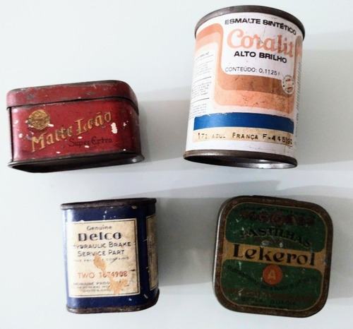 4 Latas Antigas Mini Matte Leão Farmácia Coralit Delco Lote