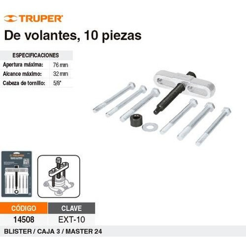 Extractor De Volantes 10 Pzas Truper 14508 - Los Guindos