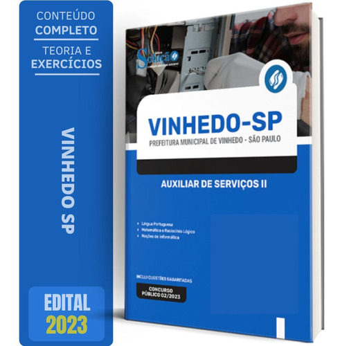 Apostila Prefeitura Vinhedo - Sp 2024 - Auxiliar Serviços Ii