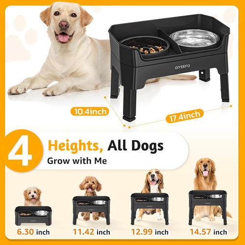 Comedero Elevado 4 En 1 Para Perros - 4 Alturas Ajustables