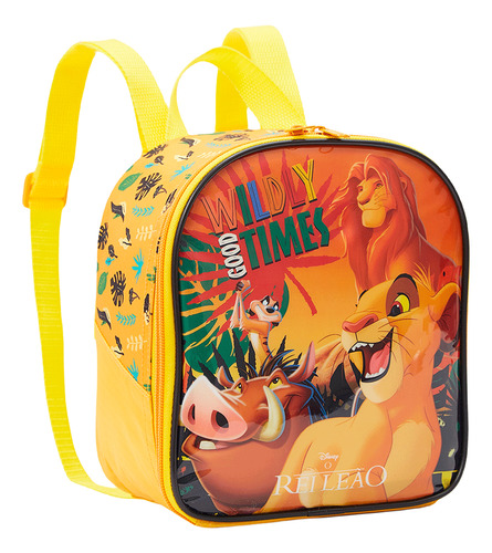 Kit de mochila escolar Xeryus KIT REI LEÃO X VA25 com design Rei Leão - laranja