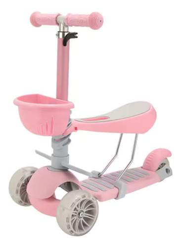 Scooter Patin Asiento Y Canasta 3 Ruedas Con Luces