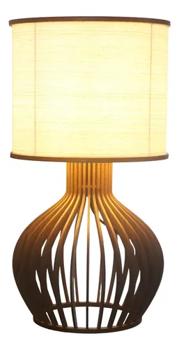 Abajur de Mesa Authentic Pama Decor Rússia P Madeira Imbuia Bivol...