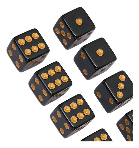 Juego De Mesa De Dados, 20 Unidades, Plástico Negro De 6 Car