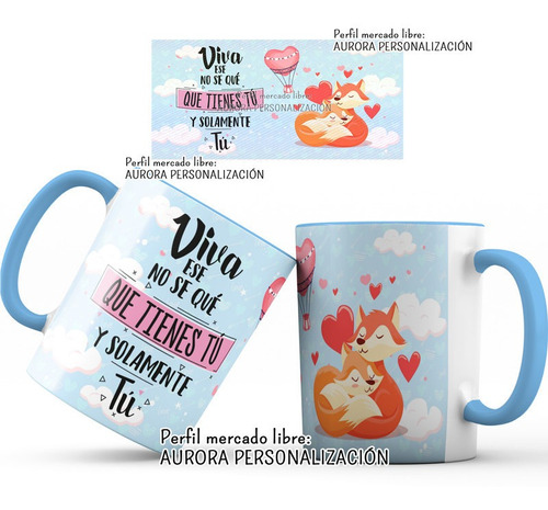 Mug Oreja Interior Azul Amor San Valentin Regalo Pareja 18