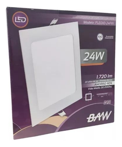 Panel Led Para Embutir 24w (=130w) Cálido Baw Ple010-24cw