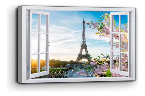 Cuadro Canvas Deco Vent. Blanca Paris Torre Eiffel 120x80cm