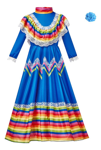 Vestido Tradicional De Jalisco Para Niñas, Estilo Mexicano