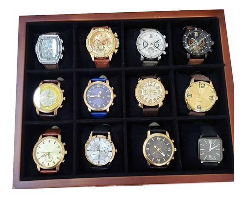 Kit Com 12 Relógios Masculino Pulseira De Couro Atacado Top