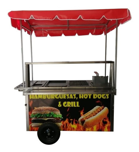 Carrito Para Hot Dogs Y Hamburguesas Al Carbón De 1.45 Mts