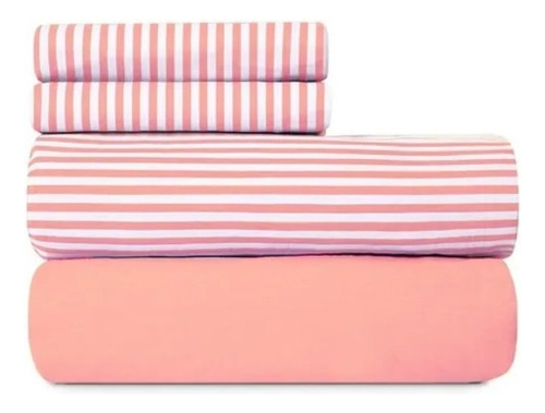 Sábanas Palette Lines King Size 100% Algodón 180 Hilos Color Rosa Diseño De La Tela Estampado